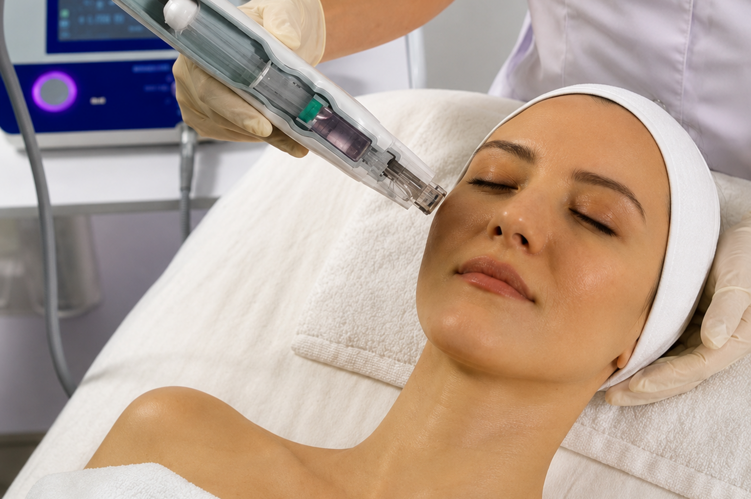 Infusão facial de ativos clareadores com Mesoject Gun
