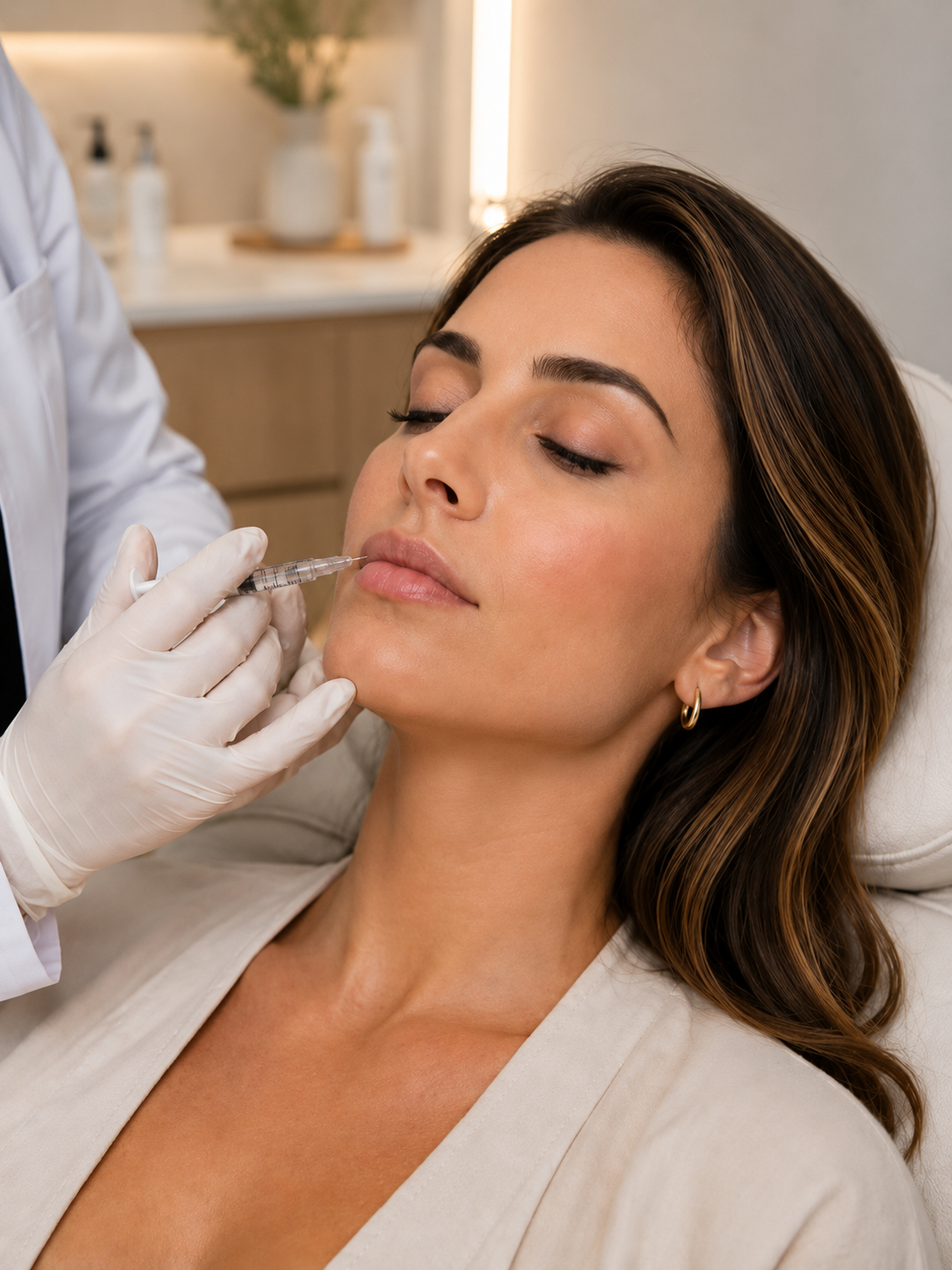 Aplicação facial de ácido hialurônico