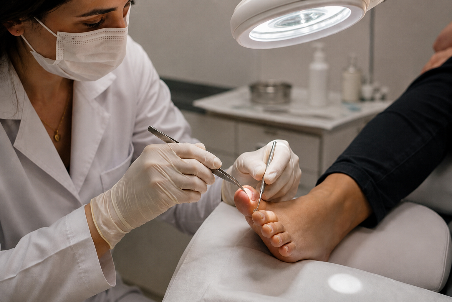 Procedimento dermatológico para cirurgia das unhas